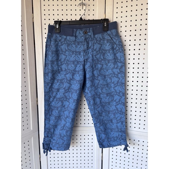 Style&co. Pants - Style & Co Women's 8P Blue Floral Cotton Blend Capri Pants Cinch Leg